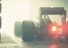 Lotus Formula 1 car in garage