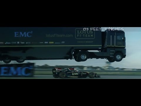 18 Wheeler jumps F1 Car!