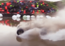 Formula 4x4 Off Road really flying across a pond at an event