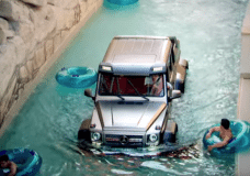 Mercedes Benz 6x6 doing a bit of deep water testing with witnesses 