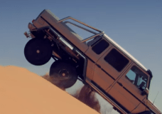 This Mercedes Benz 6x6 shows that it is capable of making hard transitions 
