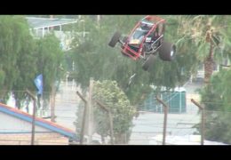 Sprint car jumps 22 foot fence Perris Auto Speedway